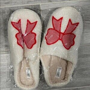 Women's Cream and White Slippers